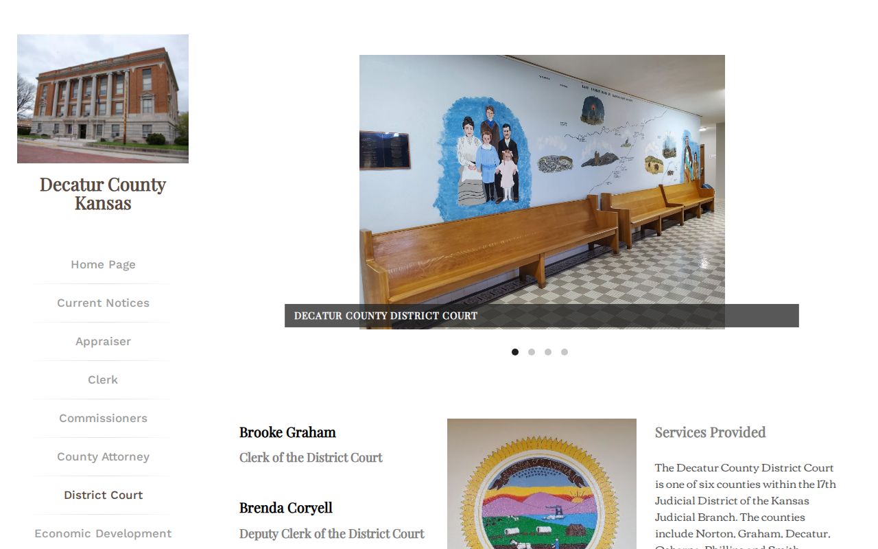 Decatur County District Court official page showing court contact information
